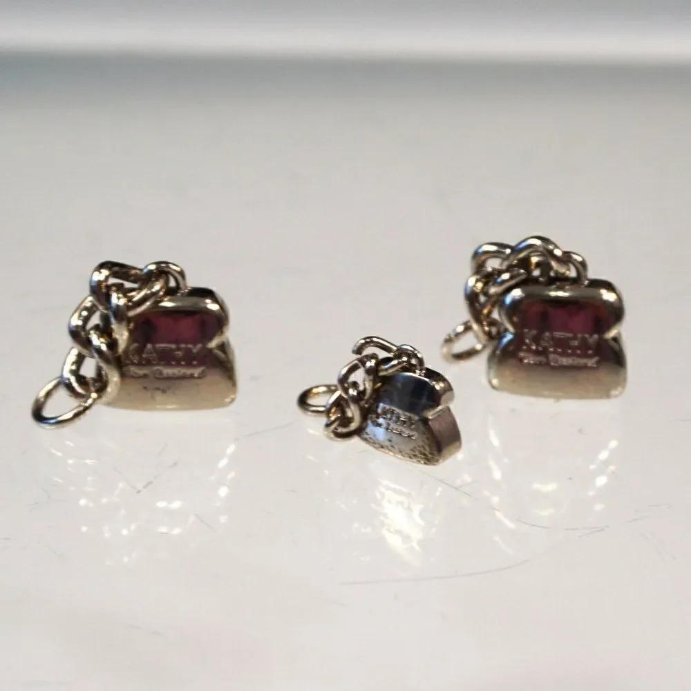 3 Kathy Van Zeeland Purse Charms Bag Accessories Silver Tone Metal